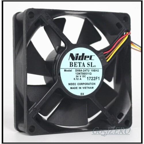 Original D08A-24PU 24V 0.10A 8CM 8025 3-wire inverter cooling fan