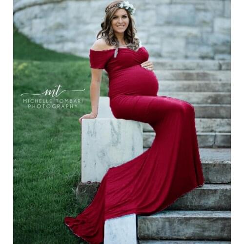 Pregnancy Maternity Clothing Large Size Trailing Long Dress Photo Shoot Photography Props Dresses Pregnant Sexy Lace Maxi Gown