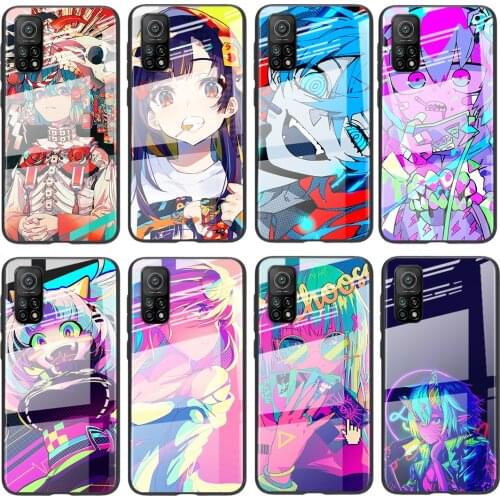 Tempered Glass Hot Luxury Cover Neon Oni Girl Anime For Xiaomi POCO F3 F2 X3 NFC X2 M2 Pro Shockproof Shell Phone Case