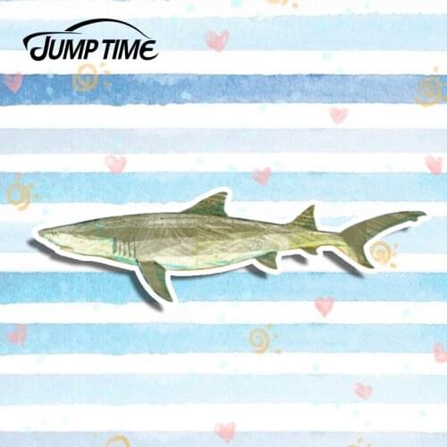 Jump Time 13cm x 3.7cm Funny Shark Graphics For Lemon Shark Fishing Car Stickers Auto Laptop Bumper Decals Vinyl Car Wrap