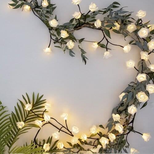 2.5M 72PCS Rose Flower LED Fairy String Light 220/110V Rattan Branch Flower String Light For Wedding Party Holiday Garland