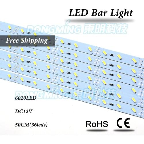 50pcs/Lot 36 LED luces strip light 0.5m IP22 12V led hard strip light led bar light 6020 SMD kitchen led undercabinet light