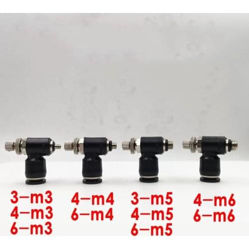 Fine Pneumatic Regulating Valve L-type Throttle Valve SL3/4/6-m3/m4/m5/m6 Adjustable Miniature Cylinder Speed Regulating Joint
