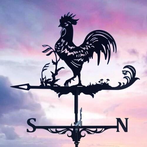 Wind Vane Portable Weathervane Garden Mount Yard Stake Stainless Steel Rooster Weather Vane Farm Durable Scene Decorative