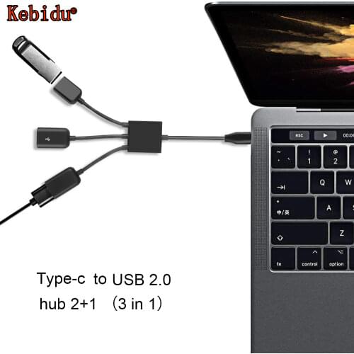 Kebidu OTG 3/4 Ports Type-C USB 3.1 Power Charging Hub Cable Connector Adapter Type C Hub to 3 USB 2.0 Port HUB Micro USB