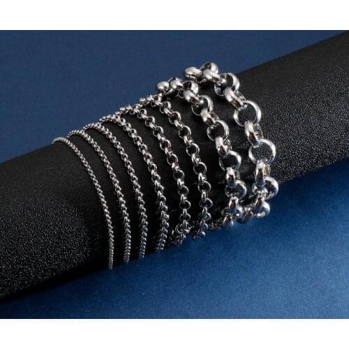 2/2.5/3/4/5/6/10/12mm Rolo Chain Stainless Steel S Gold Round O Chain Bracelet Women Chain Pendant Bracelet Fashion Jewelry