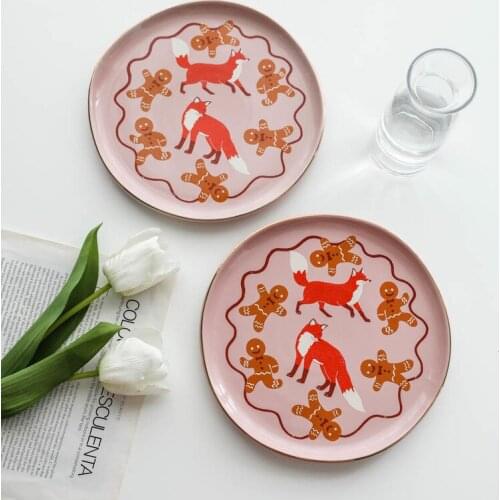 Irregular tracing gold ceramic plate cake tray dessert dish kitchen utensils creative color western dinner plate HP91504