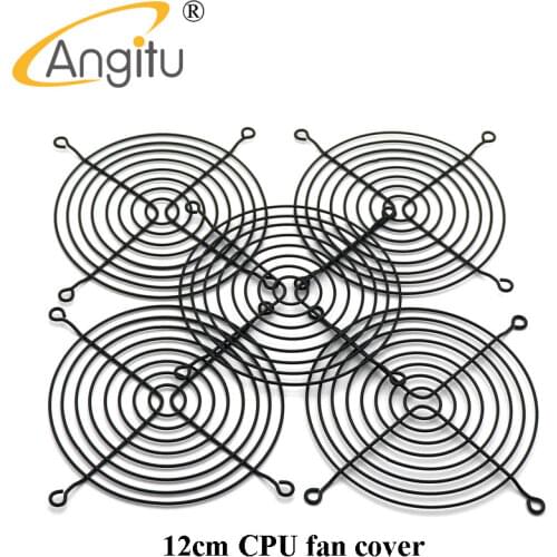 Angitu 12x12cm CPU Cooling Fan Cover Black Iron Net Finger Guard Metal Grill Motherboard Fan Protection for 12025 12038 AC/DC