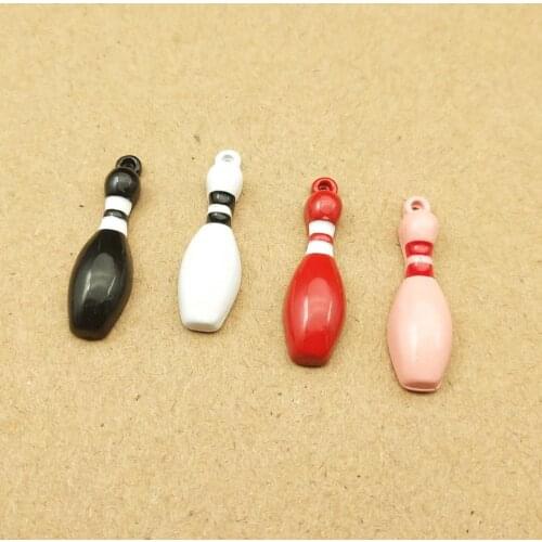 10pcs 7x25mm enamel bowling charm for jewelry making bracelet charms necklace pendant diy findings