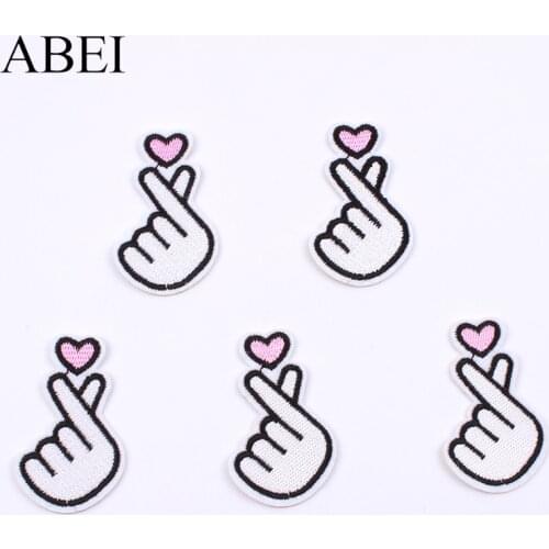 10pcs/lot Iron On Funny Pacthes Embroidered Appliques Sew On gesture Stickers Handmade Sewing Crafts DIY Patchwork Bagde Patch