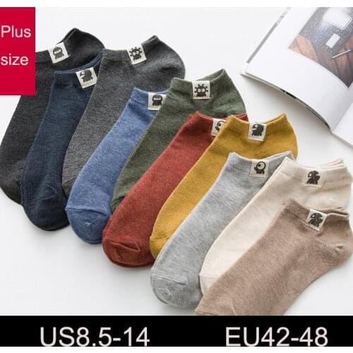 20PCS=10 pairs plus size low cut candy solid color slippers branca cotton mens calcetines summer invisible low thin boat socks