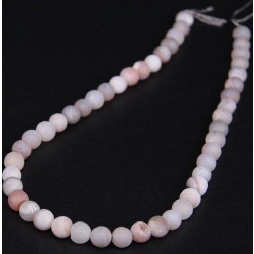 3Strand/Lot,6-14mm Grey White Titanium Natural Agates Drusy Geode Round Beads Wholesale,DIY Necklace Bracelet Jewelry Making