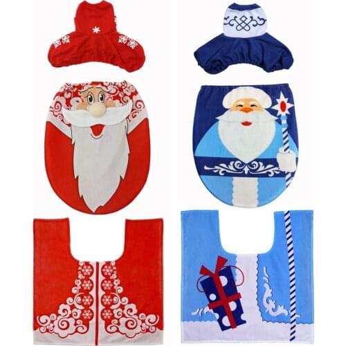 3pcs/lot Christmas Decoration Santa Claus Toilet Cover New Year Home Decor Gifts Enfeites Natal Navidad Bathroom Accessories