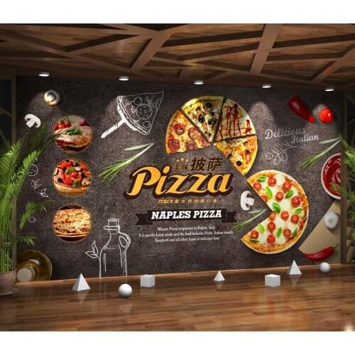 Beibehang custom papel de parede 3D Gourmet cartoon pizza fast food restaurant background tv background wallpaper wall sticker