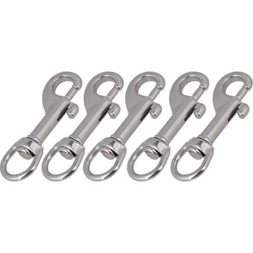 5pcs 316 Stainless Steel Double Buckles Swivel Clasps Bolt Hook Ring Snap for Rope Straps Chain Cable Boat Line Rigging Leashes