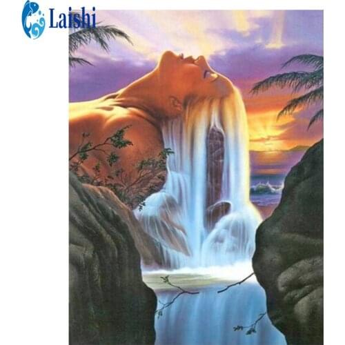 Diamond PaintingAbstract girl sunset waterfall 5d DIY Embroidery Cross Stitch Art Craft Full Square/Round Rhinestone Home decor