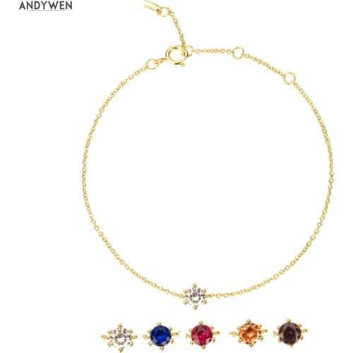 ANDYWEN 2020 New 925 Sterling Silver 4.5MM Zircon CZ Charms Chain Bracelet Women Luxury Bangle Soft Jewelry For Rock Punk Weddin