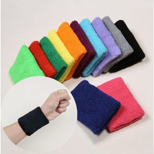 1PC Colorful Cotton Unisex Sport Sweatband Wristband Wrist Protector Gym Running Sport Safety Wrist Support Brace Wrap Bandage