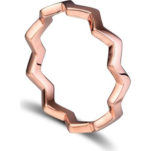 Timeless Zigzag Rose Rings 100% 925 Sterling Silver Jewelry Free Shipping