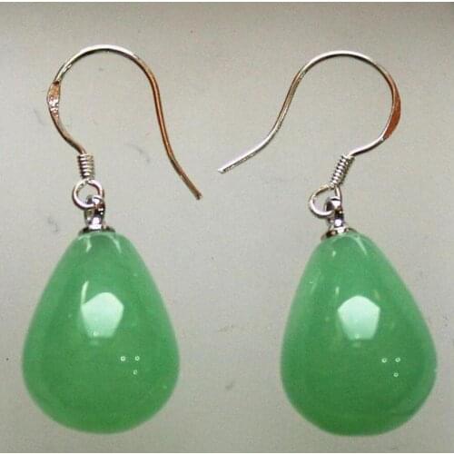 Jewelry Free Shipping wholesale 12*16mm beautiful light green jades earring