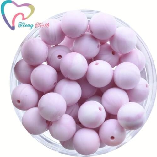 Teeny Teeth 10 PCS Marble Purple Baby Teether Accessories Beads Round 9-19 MM Food Grade Teething DIY Jewelry Silicone Beads