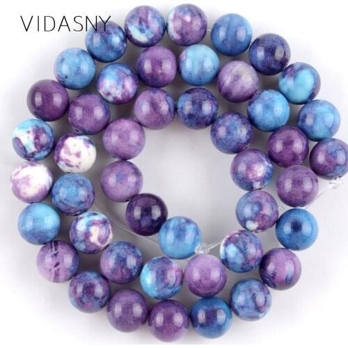 Natural Purple Blue Spotted Rain Flower Stone Beads For Jewelry Making 4 6 8 10 12mm Spacer Beads Diy Bracelet Necklace 15