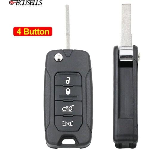 Folding Flip 4 Button Remote Car Key Shell Case Housing Cover Fob with SIP22 Uncut Blade for Jeep Renegade 2015 2016 2017 2018