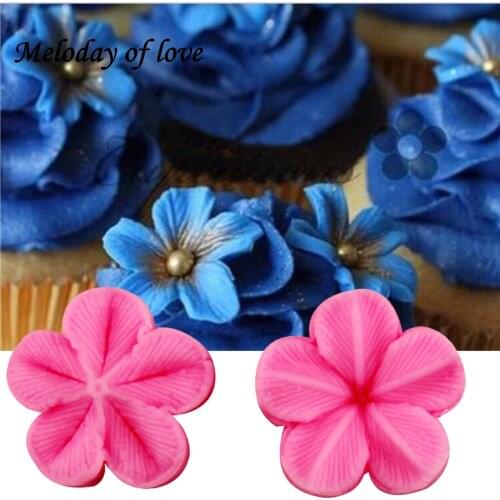 Hot 2 Pcs\set Plum Petal Flower Leaf Veiner Silicone Mould Wedding party Cake Decorating tools Fondant Mold T0849