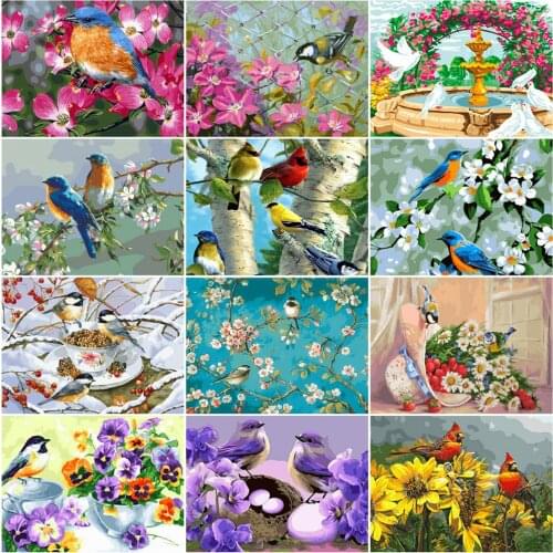 HUACAN Painting By Number Animal Drawing On Canvas HandPainted Art Gift DIY Pictures By Number Flower Bird Kits Home Decor