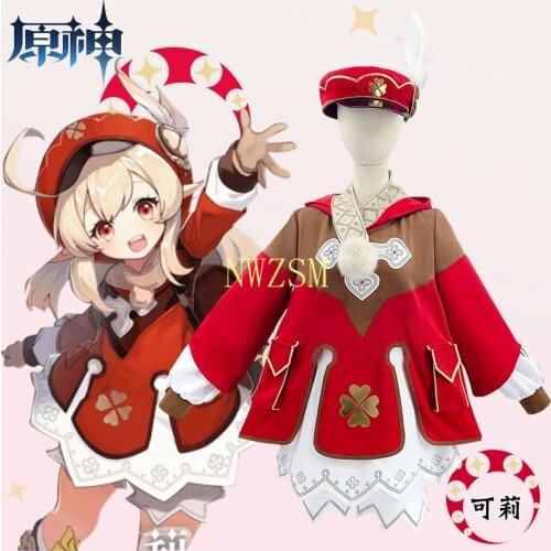 Game Anime Genshin Impact Mondstadt Klee Cosplay Costume Loli Party Outfit Uniform Adult Men Women Halloween Carnival Full Set