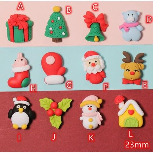 Cabochon Christmas Gifts 20pcs Green Red Resin Cabochons DIY Crafts Mobile Phone Shell Materials Scrapbooking Hair Accessories