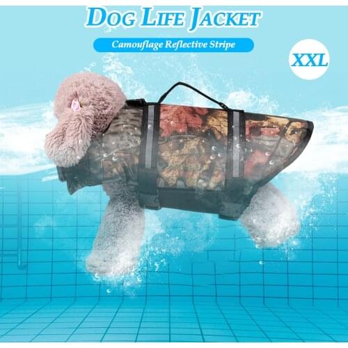 Camouflage Reflective Stripe Life Jacket Floating Swimming Vest For Dogs Big Size Dog Life Vest For Dogs