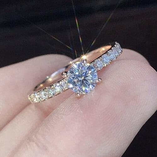 Trendy Crystal Engagement Claws Design Hot Sale Rings For Women AAA White Zircon Cubic Elegant Rings Female Wedding Jewerly