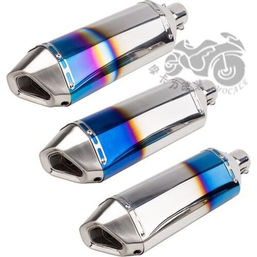Motorcycle modified large hexagon exhaust pipe half blue all stainless steel large displacement TMAX530 XMAX300 ZX6R R25