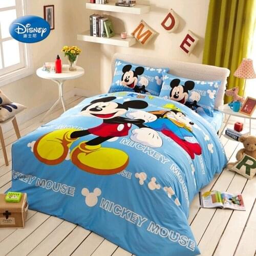 Home Textile Disney Mickey Mouse Bedding Set Blue Pink Duvet Quilt Cover Pillowcase Sheet Boys & Girls Bedroom Decoration