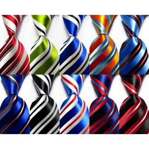 New Fashion Striped Tie Mens 9cm Silk Necktie Set Blue Gold Yellow JACQUARD WOVEN 100% Silk Mens Tie Necktie