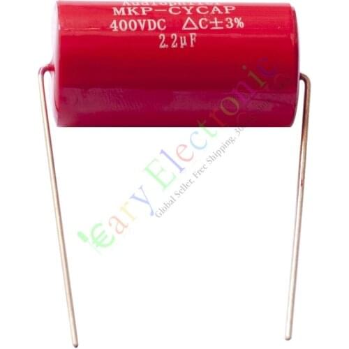 Wholesale and retail 50pc MKP 400V 2.2uf Red long copper leads Axial Electrolytic Capacitor audio amp free shipping
