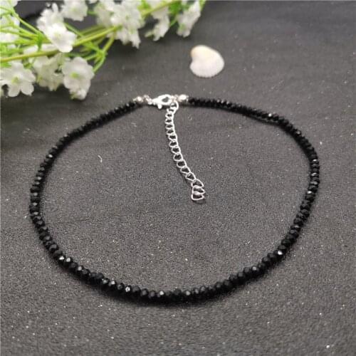 40cm Black Beads Crystal Choker Necklace for Women Bohemian 3mm Beaded Necklace 2019 Fashion Female Party Jewelry New Arrival
