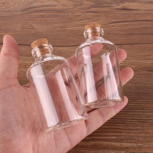 24pcs 60ml Size 40*75*12.5mm Transparent Glass Bottles with Cork Stopper Empty Spice Bottles Jars Gift Crafts Vials