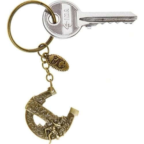 Promotional novelties.novelty bronze key chain key cap.men keychain.retro christmas decoration crafts means "The world is yours"