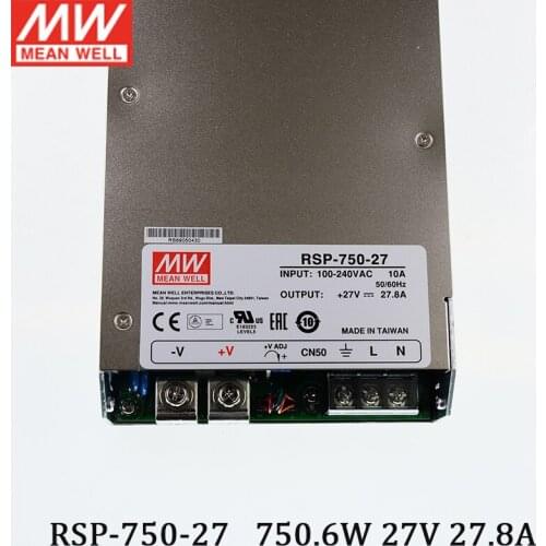 RSP-750-27 MEAN WELL Switching Power Supply 110V/220V AC to 27V DC 27.8A 750W Meanwell Transformer PFC programmable power supply