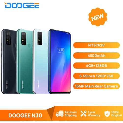DOOGEE N30 Cellphone Full Netcom 6.55"inch Mobile Smart Phone Quad Camera 128GB ROM Octa Core Global Version 4500mAh Android 10