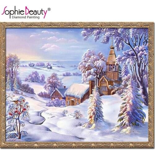 Sophie Beauty new needlework cross stitch kits diamond painting mosaic embroidery decoration gifts Snow villa Home Arts Set