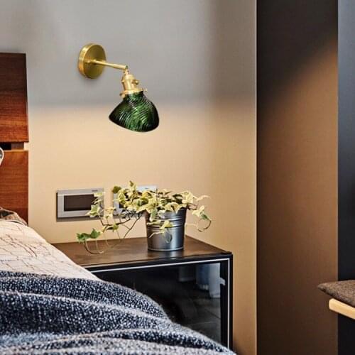 LED Wall Lamp Brass Glass E27 Edison Lamp Bedroom Bedside Vintage Lights Aisle Staircase Decor On Wall In Bedroom For Home
