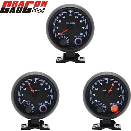 Dragon 3.75"" High Speed Stepping Motor White Backlight Tachometer Gauge RPM Auto Car For 4.6.8 Cylinder Meter Free Shipping