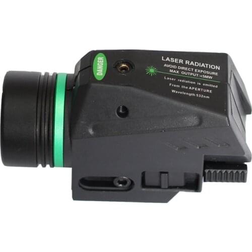 Tactical Green Laser Sight LED Flashlight Combo White Light 150 Lumens Picatinny Rail Mount for Hunting Pistols