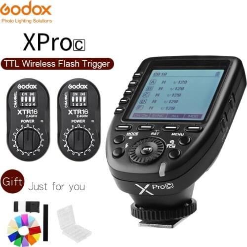 Godox XPro-C Flash Trigger Transmitter with E-TTL II 2.4G Wireless X System HSS LCD Screen + 2x XTR-16 Receiver for Canon DSLR