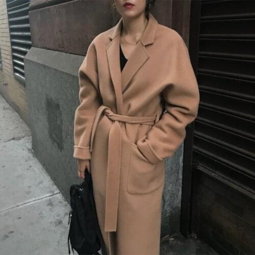 2020 Vintage Winter Women Woolen Coats Warm Long Sleeve Turn-down Collar Outwear Jackets Female Clothes Loose Fashion Overcoat