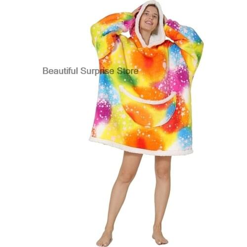Winter Warm Kids Adults Family Hoodie Fashion Rainbow Hooded Casual Parent Family Clothing Girls Pullover Oversize Tops
