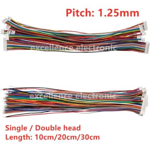 10PCS Mini Micro JST 1.25 2/3/4/5/6/7/8/9/10 Pin Female Plug Connector with Wire 1.25MM 10cm 15cm 20cm Single/double Head Tinned